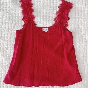 Cami NYC Chelsea Charmeuse Lace Cami in Cherry Red